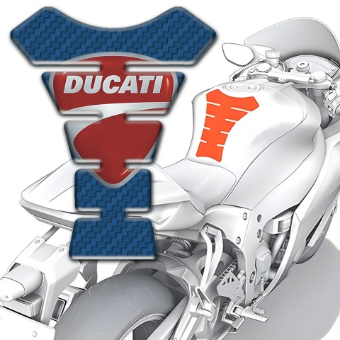 Ducati Tank Pad Motorbike Navy Blue Carbon Print Classic Logo 
