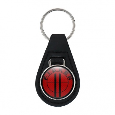Karma Fisker Leather Keychain Red Carbon Black Logo Design