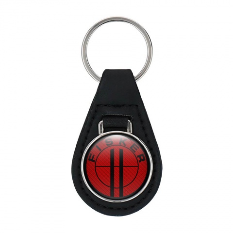 Karma Fisker Leather Keychain Red Carbon Black Logo Design