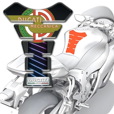 Ducati Tank Pad Motorbike Neon Lines Base Design New Multicolor Logo 