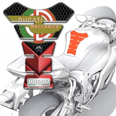 Ducati Tank Guard Pads Red Black Design with Multicor Logo Style 