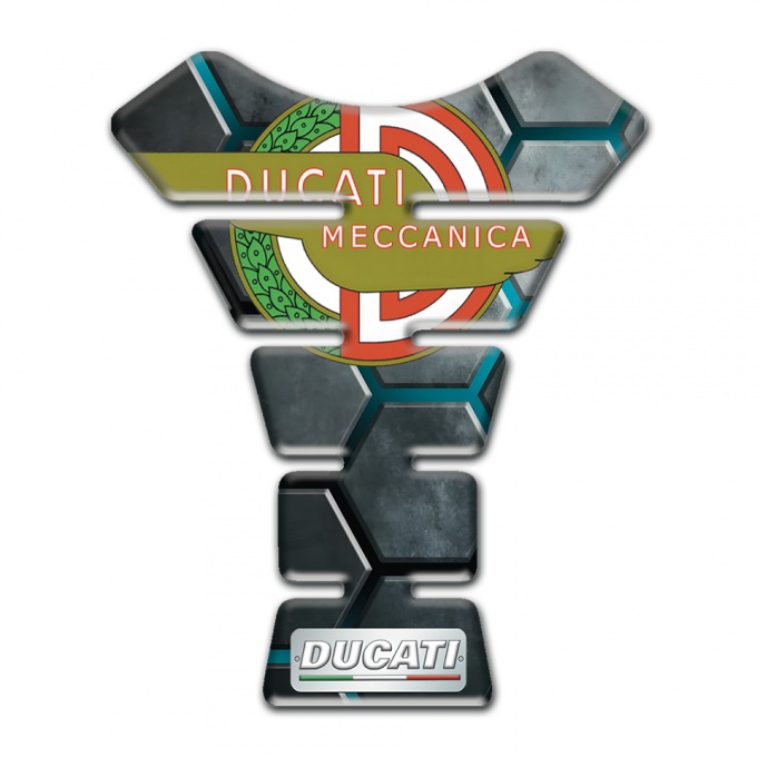 Ducati Tank Pad Protector Gray Turquoise Base and New Logo Style 