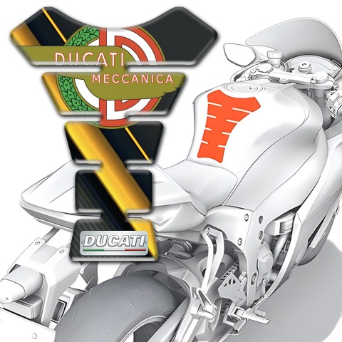 Ducati Tank Fuse Yellow Diagonal Patterns Background with New Logo 