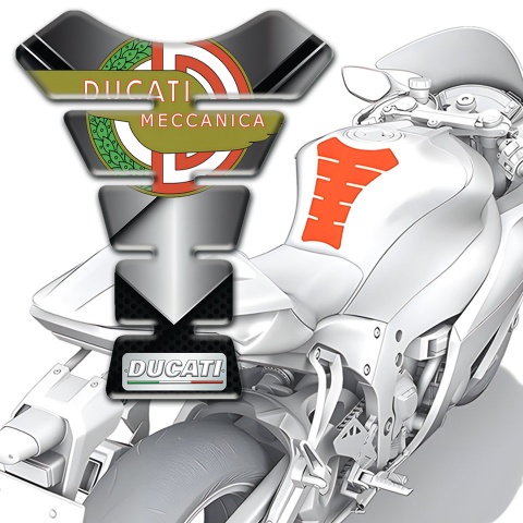 Ducati Tank Pad Motorbike Chromed Base with Modern Logo 