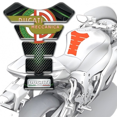 Ducati Tank Guard Pads Green Shadow Design with New Logo Style 