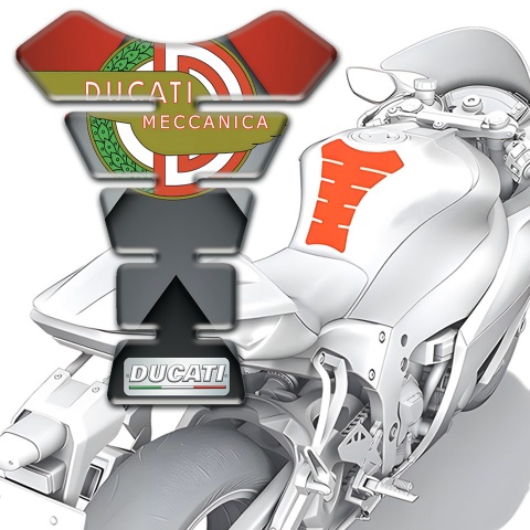 Ducati Tank Pad Protector Red Gray Base New Logo 