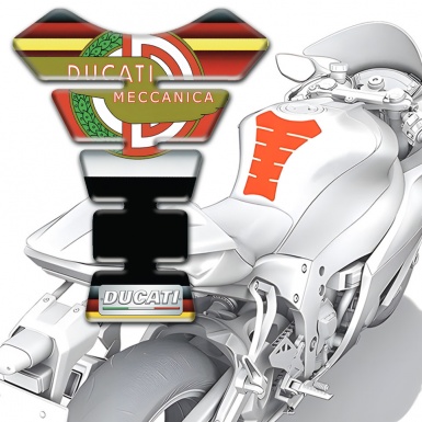 Ducati Tank Pad Protector Multicolored Decoration with Modern Logo Style 