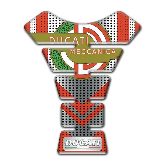Ducati Tank Guard Pads Silver Red Design with Modern Logo 