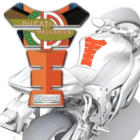 Ducati Tank Guard Pads Orange Nuances Base New Logo Style Model 
