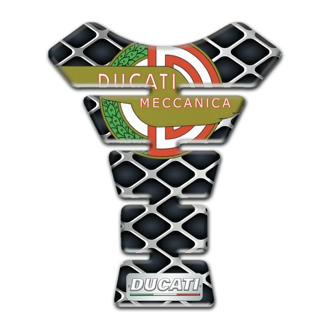 Ducati Tank Guard Pads Large Metal Mesh Design with Modern Logo 