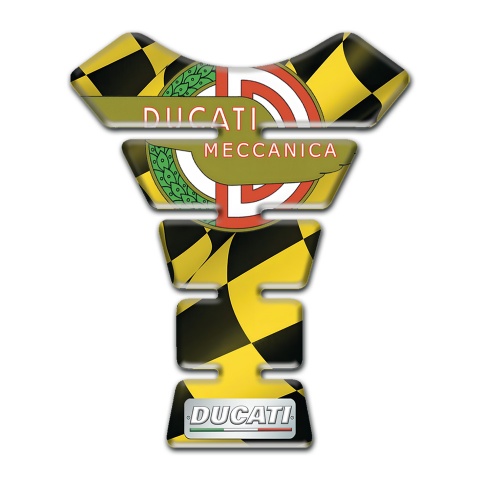 Ducati Tank Fuse Yellow Black Flag Effect with Modern Lohgo Style 