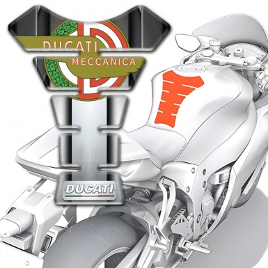 Ducati Tank Pad Motorbike Metal Effect Base Meccanica logo Style