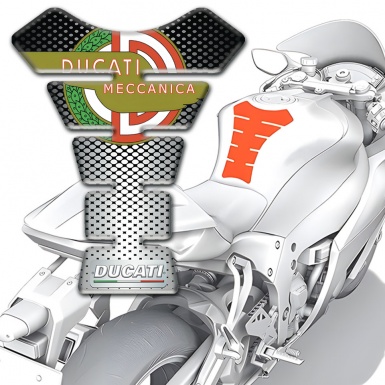 Ducati Tank Protector Silver Black Design Meccanica Logo Style 