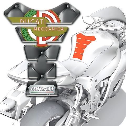 Ducati Tank Guard Pads Gray Leather effect with Modern Loog 