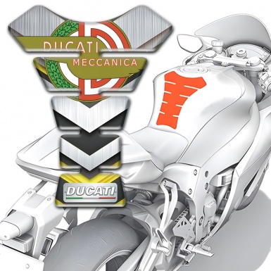 Ducati Tank Pad Protector Meccanica Logo Silver yellow Base