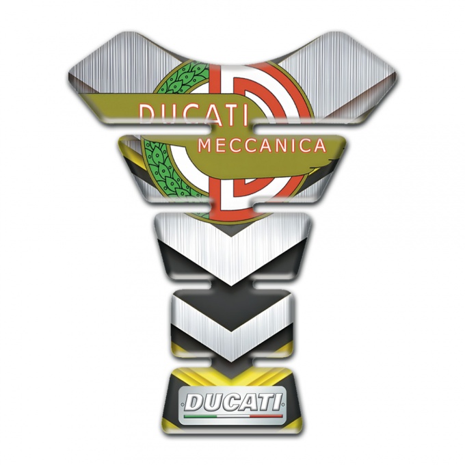 Ducati Tank Pad Protector Meccanica Logo Silver yellow Base