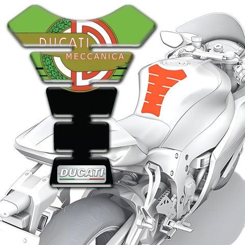 Ducati Tank Protector Green Black warp and Meccanica Logo Style 