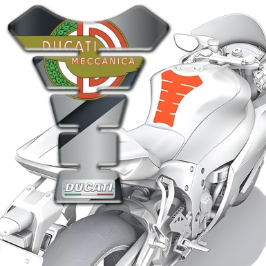 Ducati Tank Pad Protector Gray Diagonal Print Base with New Logo Style 