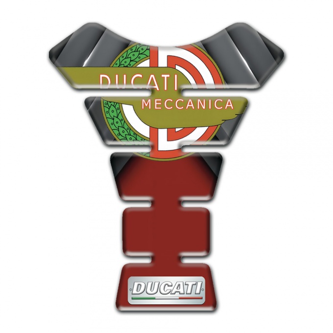 Ducati Tank Guard Pads Gray Red Warp Style Meccanica Logo 