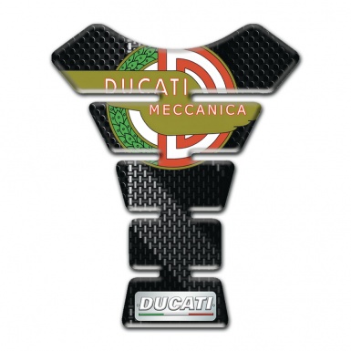 Ducati Tank Pad Motorbike Black Gray Print and Meccanica Logo Style 