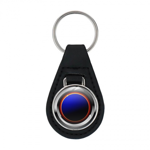 Karma Leather Keychain Silver Ring Blue Eclipse Design