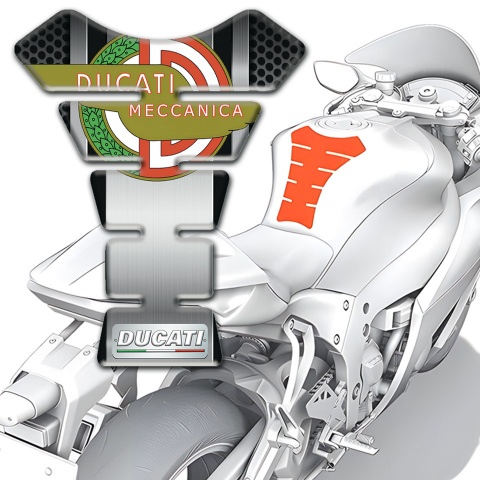 Ducati Tank Pad Protector Aluminium Center Panel Meccanica Logo Style 