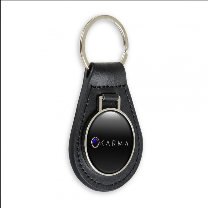 Karma Keychain Leather Black Blue Eclipse Logo | Keychains ...