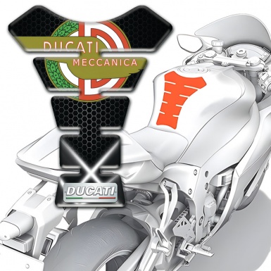 Ducati Tank Pad Protector White Crossed Lights Motive Design 