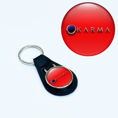 Karma Key Fob Leather Red Blue Eclipse Logo