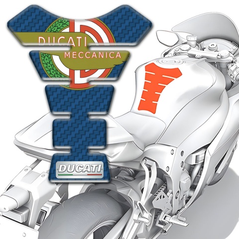 Ducati Tank Guard Pads Navy Blue Carbon Design Type 