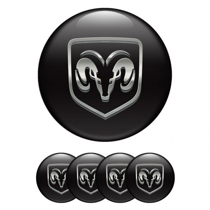 Dodge Emblems for Hub Center Caps Black Logo Edition