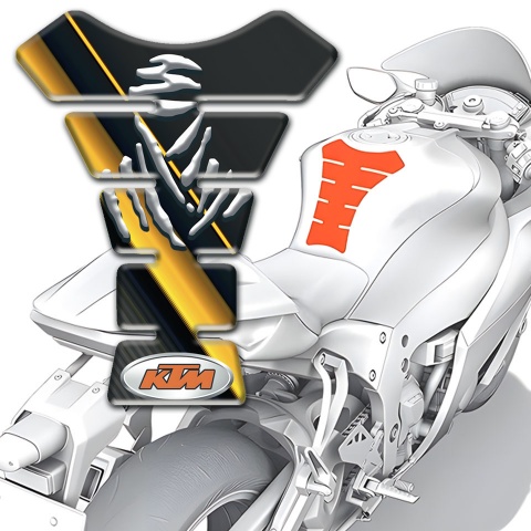 KTM Tank Pad Motorbike Black Base with Diagonal Yellow Tape Design 