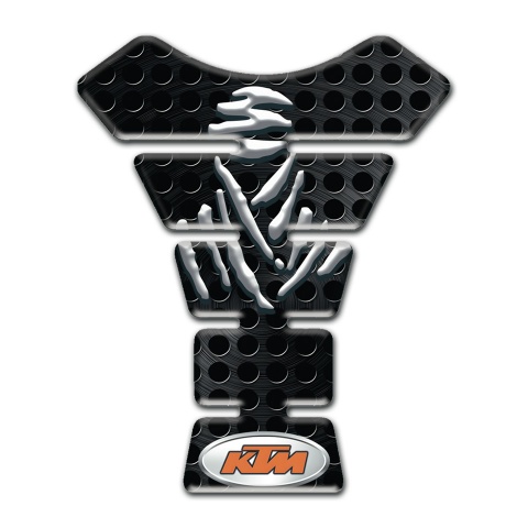 KTM Tank Guard Pads Black Perforated Base Samurai Logo Design 