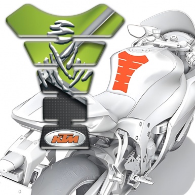 KTM Tank Pad Motorbike Green Black Print and Samurai Logo Style 