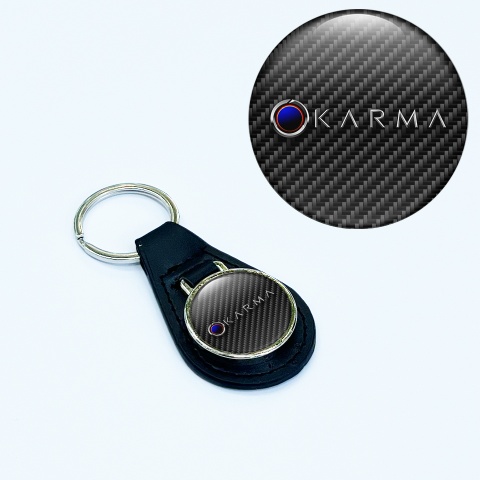 Karma Keyring Holder Leather Graphite Carbon Blue Eclipse Logo