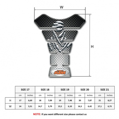 KTM Tank Pad Protector Silver Black Print Design 