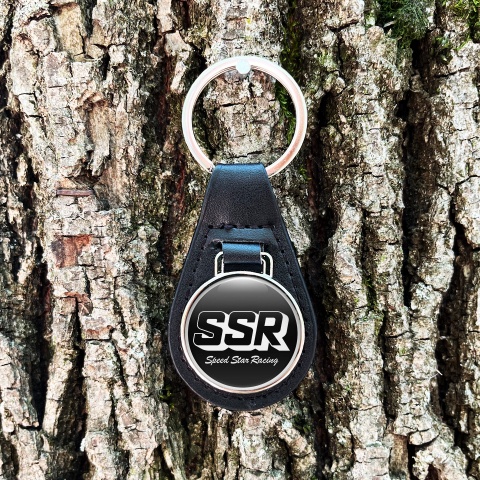 SSR Keyring Holder Leather Black White Classic Logo Edition