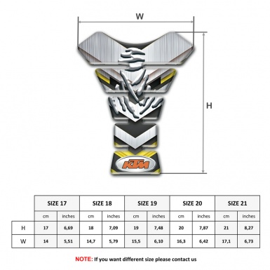 KTM Tank Pad Motorbike Silver Yellow Decoration 