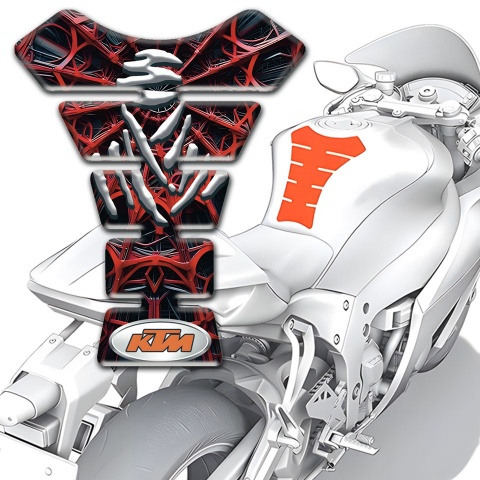 KTM Tank Pad Protector 3D Red Spider Web Design 