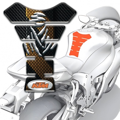 KTM Tank Guard Pads Black with Brown Belt Design 