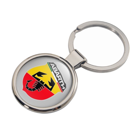 Fiat Abarth Metal Key Ring Silver Italy Flag Color Design