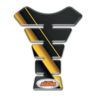 KTM Tank Pad Protector Black with Diagonal Yelllow Bands Style 