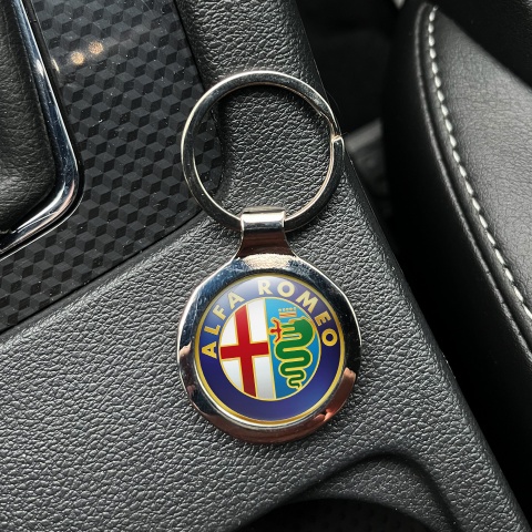 Alfa Romeo Metal Fob Chain Navy Blue Gold Ring Color Emblem Edition