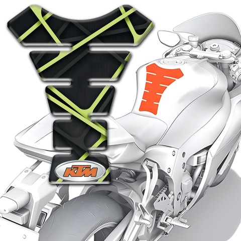 KTM Tank Pad Motorbike Black Base with Green Lines Style 