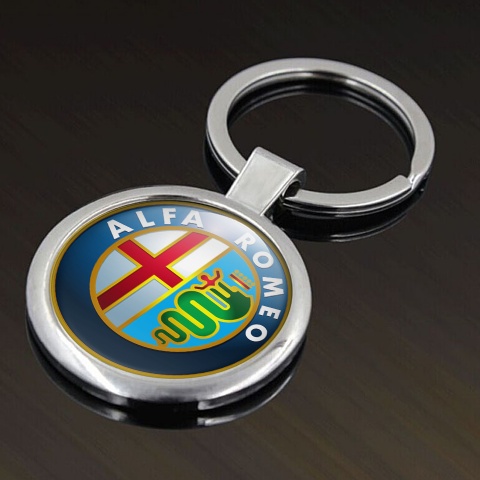 Alfa Romeo Key Fob Metal Navy Blue Gold Ring Color Tint Edition