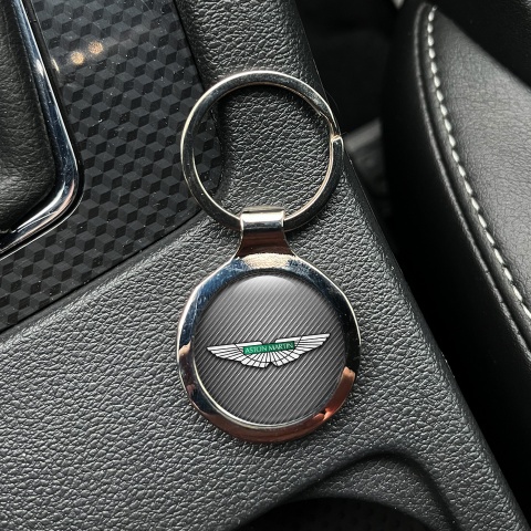Aston Martin Keychain Metal Light Carbon White Logo Edition