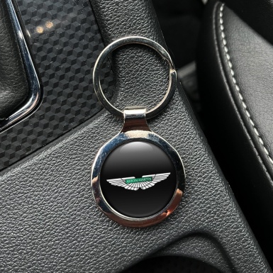 Aston Martin Metal Key Ring Black White Classic Logo Design