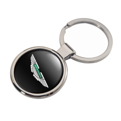 Aston Martin Metal Key Ring Black White Classic Logo Design
