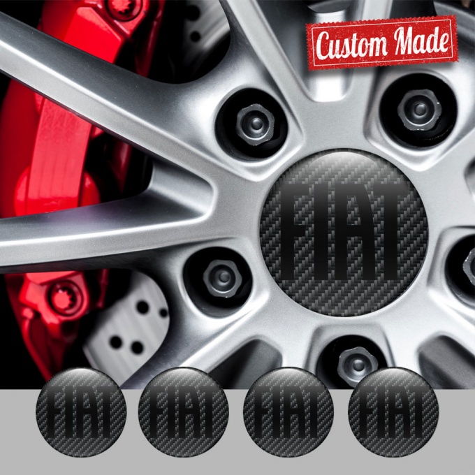 Fiat Silicone Emblem for Hub Center Caps Carbon Edition | Wheel Emblems ...