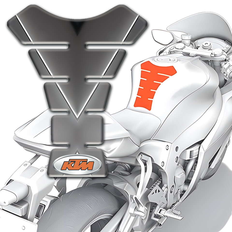 KTM Tank Protector Gray with White Stripe Style | Tank Protectors ...
